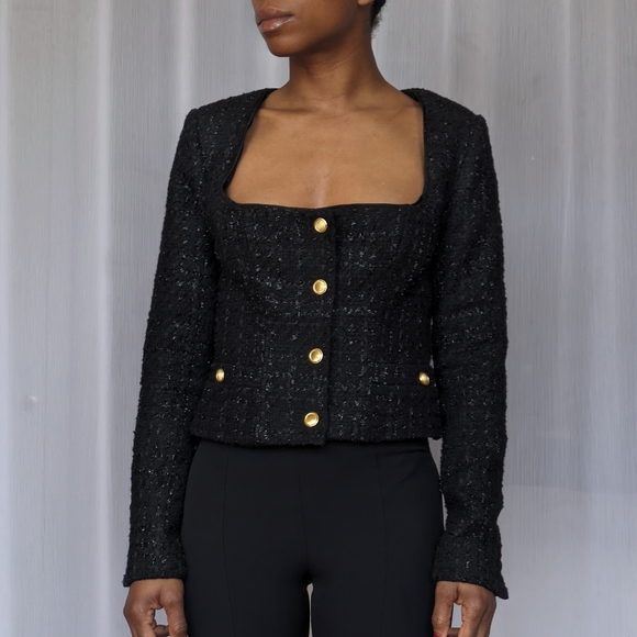 Revolve Assignment Bianca Tweed Long Sleeve Jacket | Small - Picture 5 of 6